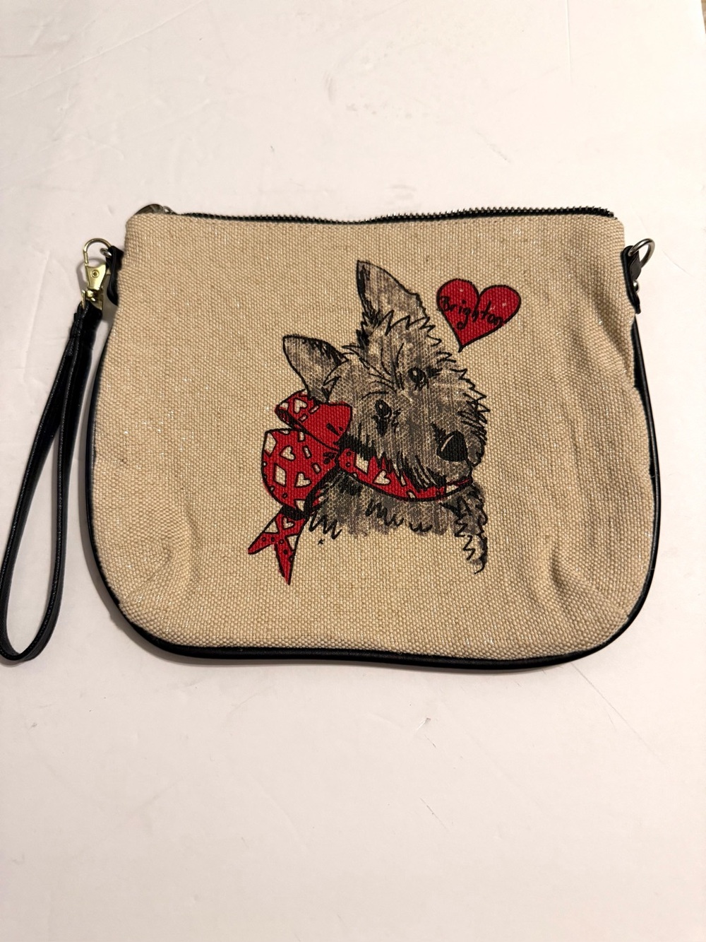 Brighton Wristlet Bag with Red Dog Illustration